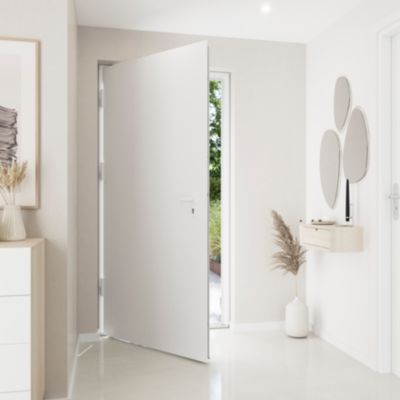 Porte d'entrée FORTIA aluminium blanc RAL 9003 Kapas 96 x h.218 cm poussant droit