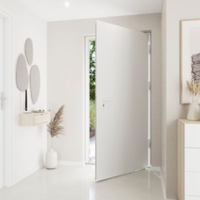 Porte d'entrée FORTIA aluminium blanc RAL 9003 Kapas 96 x h.218 cm poussant droit