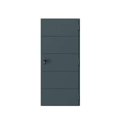 Porte d'entrée FORTIA aluminium gris RAL 7021 Madryn 96 x h.218 cm poussant gauche
