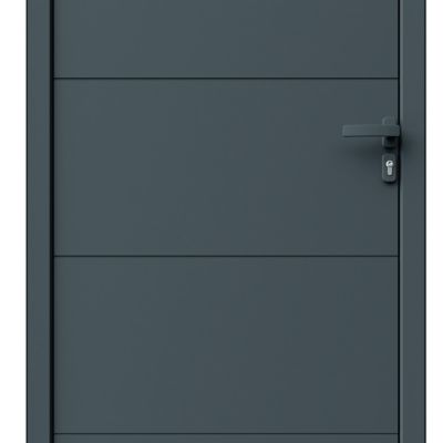 Porte d'entrée FORTIA aluminium gris RAL 7021 Madryn 96 x h.218 cm poussant gauche