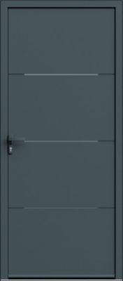 Porte d'entrée FORTIA aluminium Leme gris RAL 7021 96 x h.218 cm poussant droit