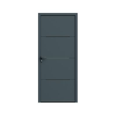 Porte d'entrée FORTIA aluminium Leme gris RAL 7021 96 x h.218 cm poussant droit