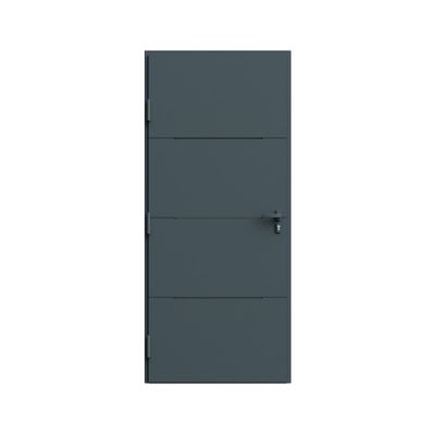 Porte d'entrée FORTIA aluminium Leme gris RAL 7021 96 x h.218 cm poussant droit