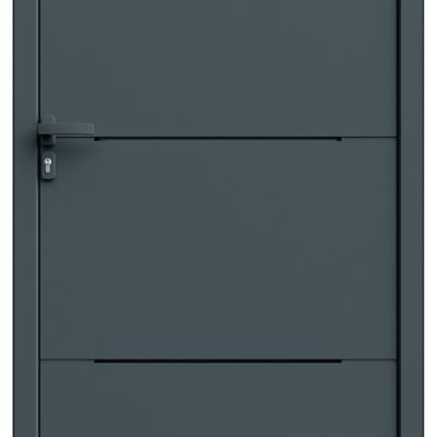 Porte d'entrée FORTIA aluminium Leme gris RAL 7021 96 x h.218 cm poussant droit