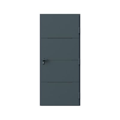Porte d'entrée FORTIA aluminium Leme gris RAL 7021 96 x h.218 cm poussant gauche
