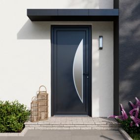 Porte d'entrée FORTIA pvc anthracite Hermoso 96 x h.218 cm poussant gauche