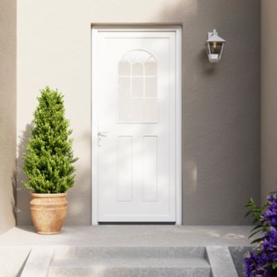 Porte d'entrée FORTIA pvc blanc RAL 9003 Ameglia 97 x h.219 cm poussant droit
