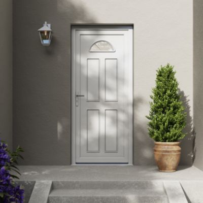 Porte d'entrée FORTIA pvc blanc RAL 9003 Lorne 97 x h.219 cm poussant droit