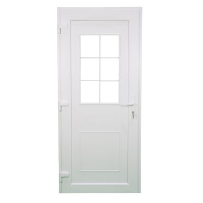Porte d'entrée FORTIA pvc blanc RAL 9003 Mindil 97 x h.219 cm poussant droit