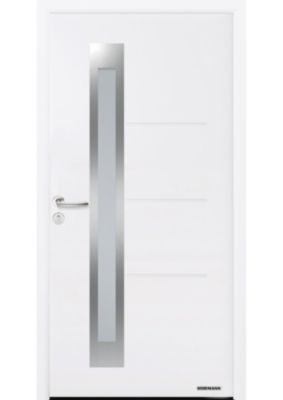 Porte d'entrée Hörmann acier galvanisé l.90 x h.215 cm poussant droit THP780S blanc ral 9016