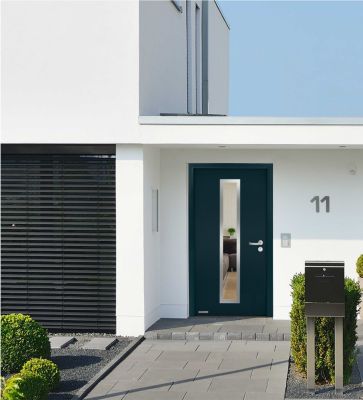 Porte d'entrée Hörmann acier galvanisé l.90 x h.215 cm poussant gauche THP700N gris anthracite ral 7016