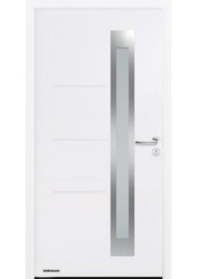 Porte d'entrée Hörmann acier galvanisé l.90 x h.215 cm poussant gauche THP780S blanc ral 9016