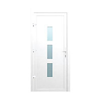 Porte d'entrée pvc Geom Aksial blanc 90 x h.215 cm poussant droit