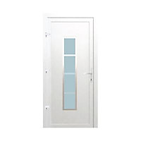 Porte d'entrée pvc Geom Deltoid blanc 80 x h.215 cm poussant droit