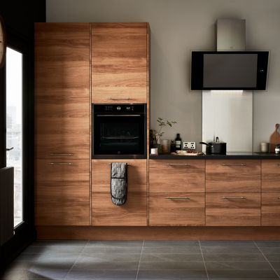 Module De Cuisine Arko Superior De Style Industriel En Chêne Brut Et Noir Avec 1 Porte Et 1