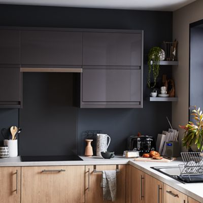 Porte de colonne de cuisine Garcinia gris anthracite brillant L. 60 cm x H. 72 cm GoodHome