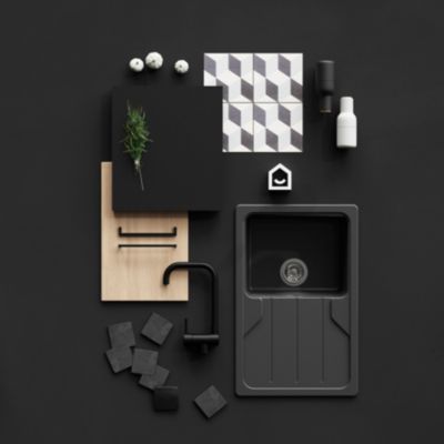 Porte de colonne de cuisine Stevia noir mat L. 60 cm x H. 130 cm GoodHome