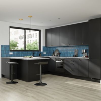 Porte de colonne de cuisine Stevia noir mat L. 60 cm x H. 130 cm GoodHome