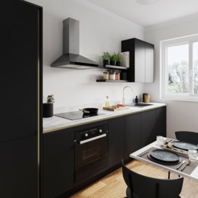 Porte de colonne de cuisine Stevia noir mat L. 60 cm x H. 130 cm GoodHome