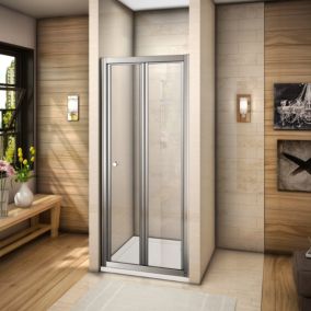 Porte de douche 100x185cm en verre trempé porte de douche pliante vers l'intérieur installation en niche