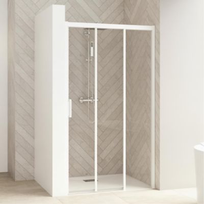 Porte de douche 2 coulissants (à coupler avec paroi fixe) SMART Design L1,30m H2,05m blancfixe droite
