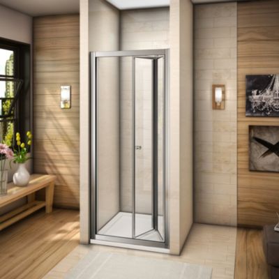 Porte de douche 80x185cm en verre trempé porte de douche pliante vers l'intérieur installation en niche