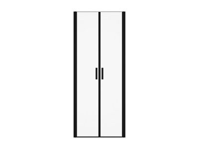 Porte de douche battante - 80 x 195 cm - Noir mat - Verre trempé - SARASOTA