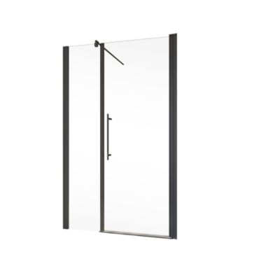 Porte de douche battante l.160 x H.192 cm, verre transparent, profilé noir mat, Schulte NewStyle