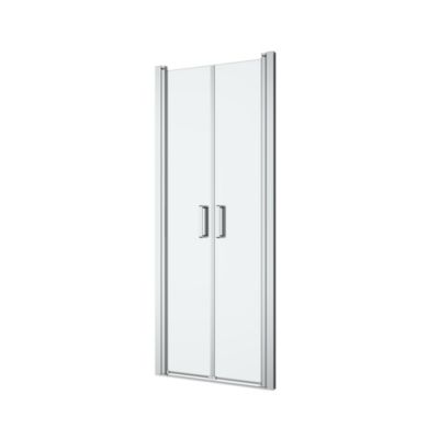 Porte de douche battante l.80 x H.195 cm, verre transparent, profilés aluminium chrome, GoodHome Ledava