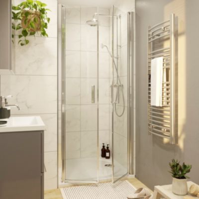 Porte de douche battante l.80 x H.195 cm, verre transparent, profilés aluminium chrome, GoodHome Ledava