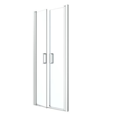Porte de douche battante l.80 x H.195 cm, verre transparent, profilés aluminium chrome, GoodHome Ledava