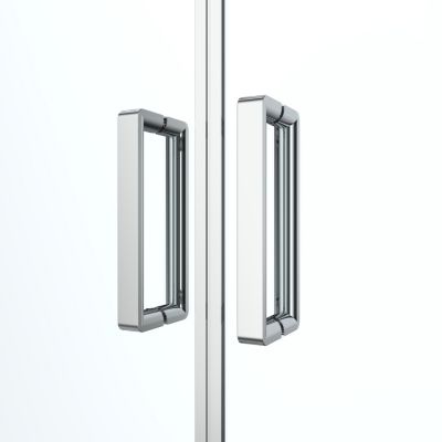 Porte de douche battante l.80 x H.195 cm, verre transparent, profilés aluminium chrome, GoodHome Ledava