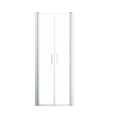 Porte de douche battante l.90 x H.195 cm, verre transparent, profilés alu chrome, GoodHome Ledava