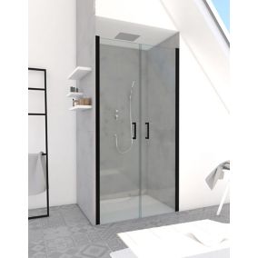 Porte de douche battante noir Galedo Saloon 90cm