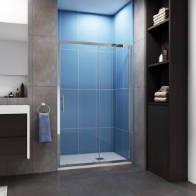 Porte de douche coulissante 100cm en 5mm verre trempé porte de douche Hauteur 190cm Installation en niche