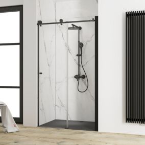 Porte de douche pivotante en niche Schulte NewStyle profilé noir l.100 x  H.192 cm