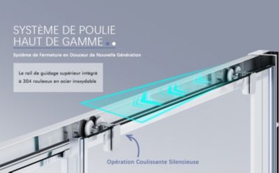 Porte de douche Coulissante 110x185 cm SIRHONA Paroi Portes de douche coulissante réglable - Cadre en aluminium - Verre 5mm