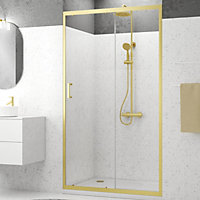 Porte de douche coulissante 120 x 200 cm, profilés alu doré brossé, Galedo Factory Gold