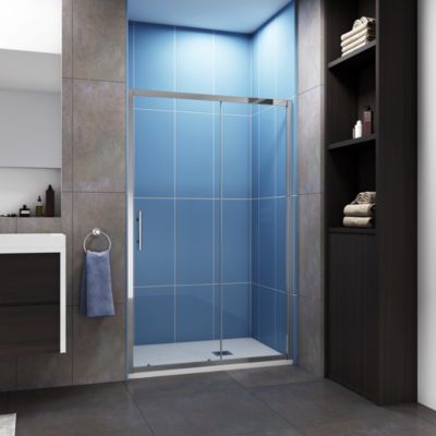 Porte de douche coulissante 120cm en 5mm verre trempé porte de douche Hauteur 190cm Installation en niche