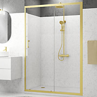 Porte de douche coulissante 140 x 200 cm, profilés alu doré brossé, Galedo Factory Gold
