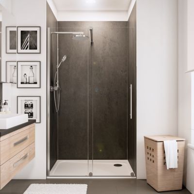 Porte de douche coulissante, 140 x 200 cm, Schulte NewStyle, verre  transparent anticalcaire, profilé noir