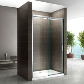 Porte de douche coulissante ALIX H.200 x 100 cm en verre transparent 8 mm - Saniverre