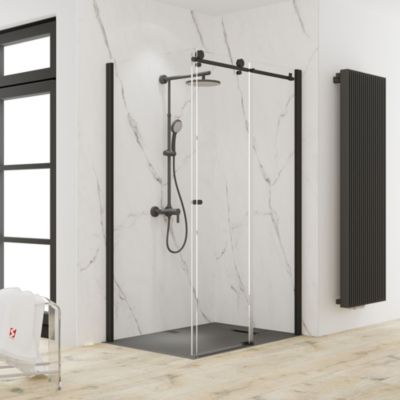 Porte De Douche Italienne Double Battante - 70 X 195 - NOIR MAT - NEW