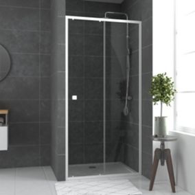 Porte de douche coulissante blanc Galedo Spot transparent 100cm