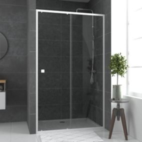 Porte de douche coulissante blanc Galedo Spot transparent 120cm