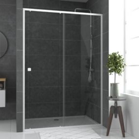 Porte de douche coulissante blanc Galedo Spot transparent 140cm