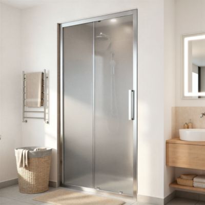 Porte de douche coulissante Cooke & Lewis Zilia verre fumé 120 cm