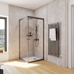 Porte de douche coulissante en accès d'angle l.90 x L.90 x H.180 cm, Schulte Sunny Vita