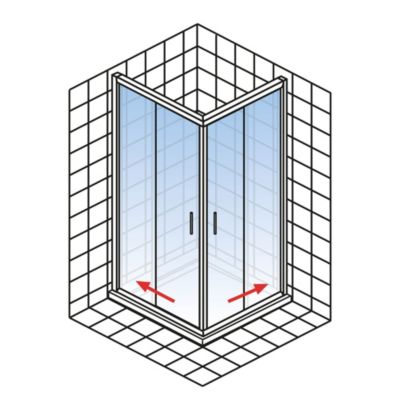 Porte de douche coulissante en accès d'angle l.90 x L.90 x H.180 cm, Schulte Sunny Vita