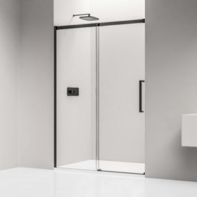 Porte de douche coulissante en niche DX906 FLEX, noir mat, verre de sécurité trempé de 8 mm Nano, largeur 160cm